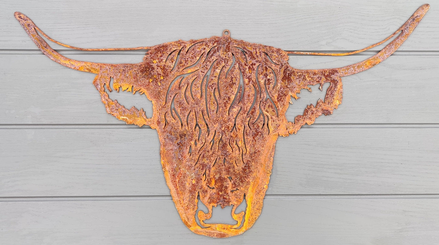 Highland Cow Head Wall Hanger - MetalMotif