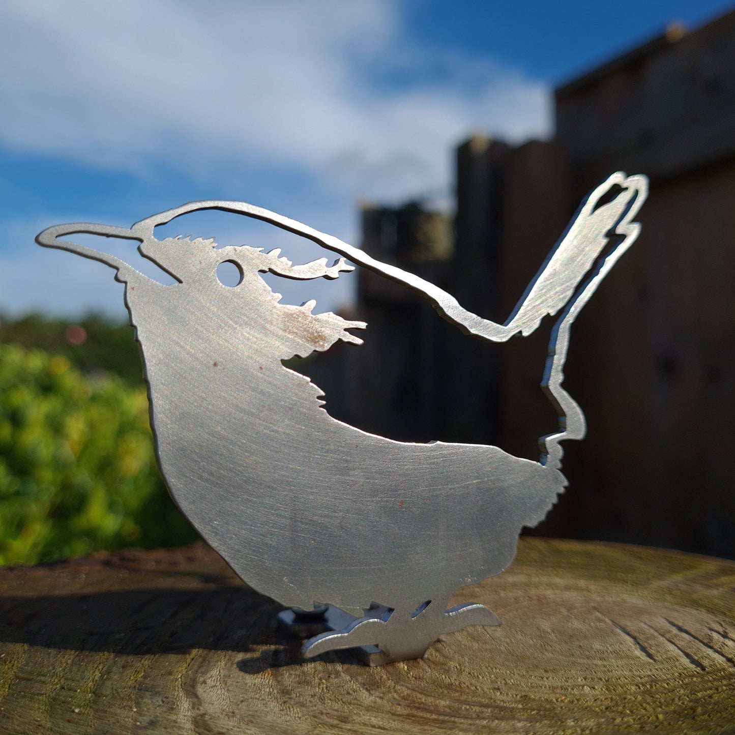 Wren Sat Fence Topper MetalMotif